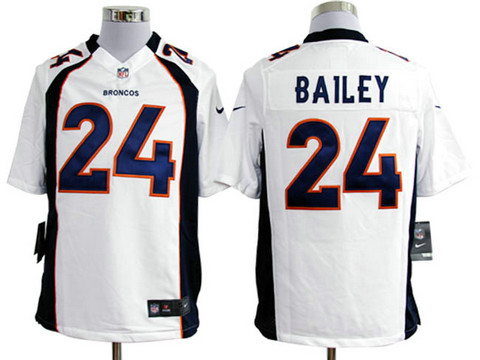 NFL Denver Broncos 24 Bailey Authentic White Nike Game Jerseys